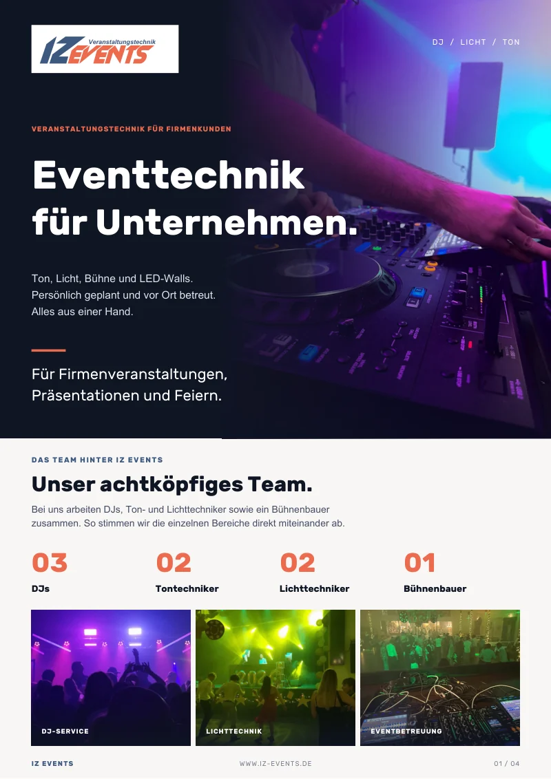 Titelseite der IZ-Events-Unternehmensbroschüre